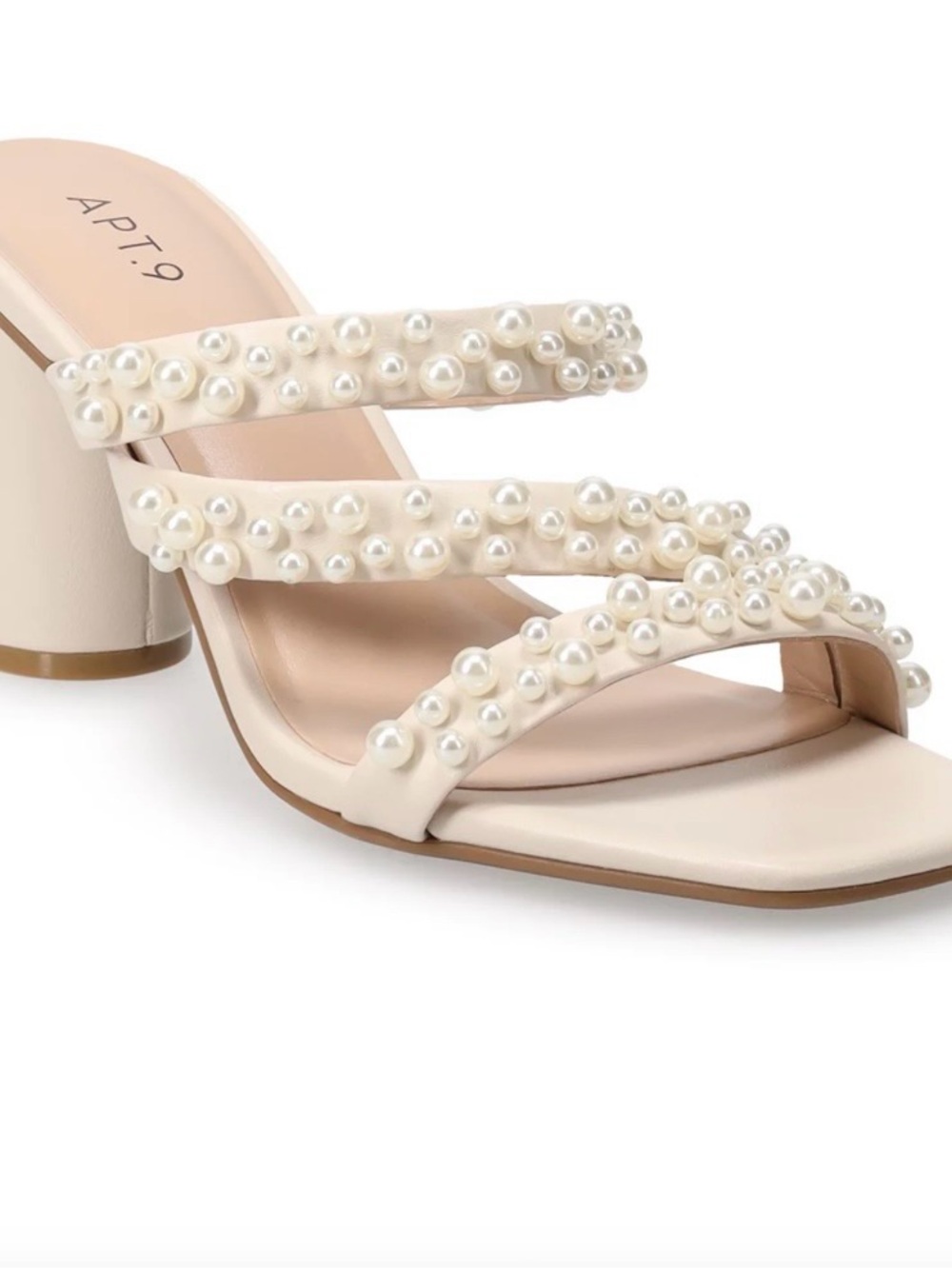 Apt. 9 Cream Pearl-Embellished Block Heel